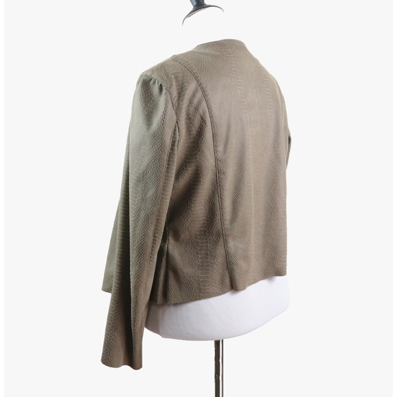 Blank NYC Size L Draped Moto Lightweight Jacket Snake Print Brown - Picture 3 of 10